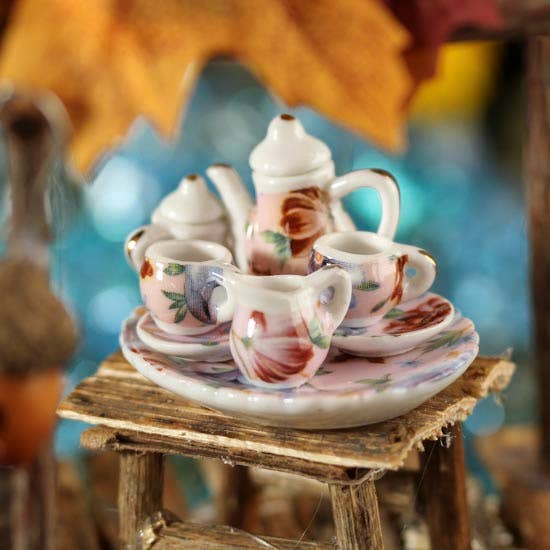 Factory Direct Craft - Wholesale Doll Accessory Kit - Kids - Tiny Ceramic Tea Set (8-piece set)