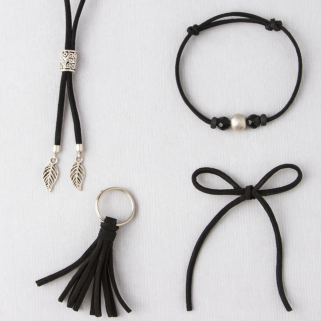 Factory Direct Craft - Wholesale Ribbon - Gift Wrapping - 3 Yard Black Leather Suede Cord1