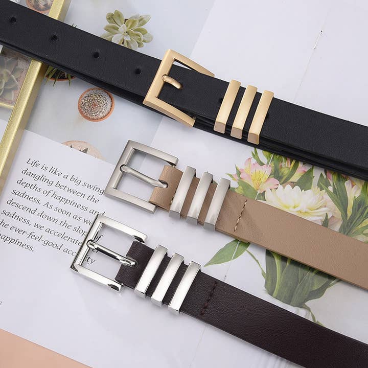ACCITY - Wholesale Belt - Women's - MATTE KOREAN-STYLE METAL SQUARE BUCKLE BELT_CWASC058015