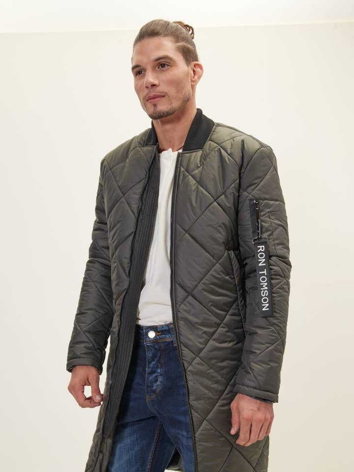 Men's Light Padded Long Coar - Anthracite for wholesale by Ron Tomson