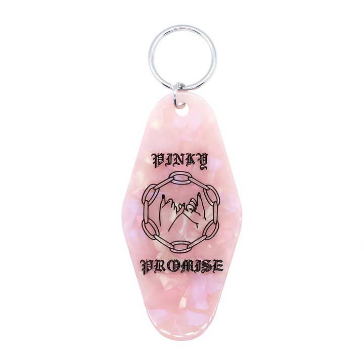 Pinky Promise Motel Keytag Keychain - Pink for wholesale by Cousins Collective