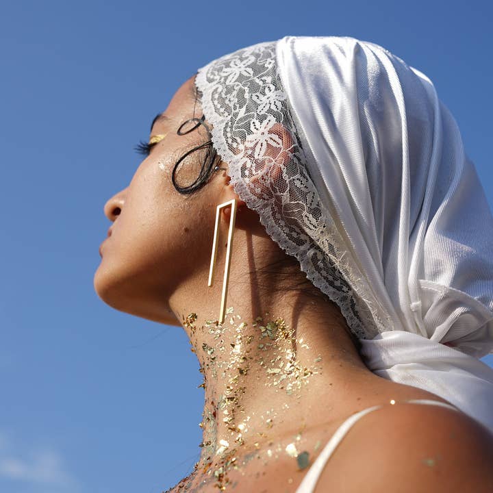 Laka Luka - Vente Boucles d'oreilles pendantes - Boucles d'oreilles surdimensionnées rectangulaires géométriques faites main1