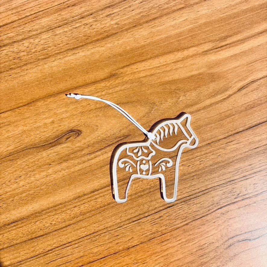 Scandinavian Hearts - Wholesale Ornament - Dala Horse Clear Acrylic Laser Cut Hanging Home Decor3