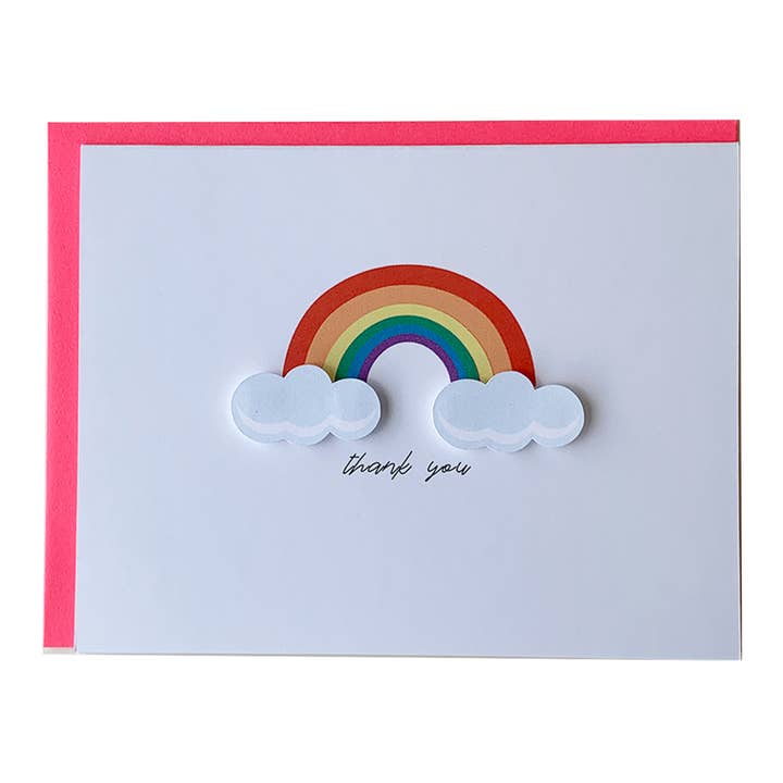 Rainbow Thank You Card, Handmade Thank You Card for wholesale by Pepper Pop