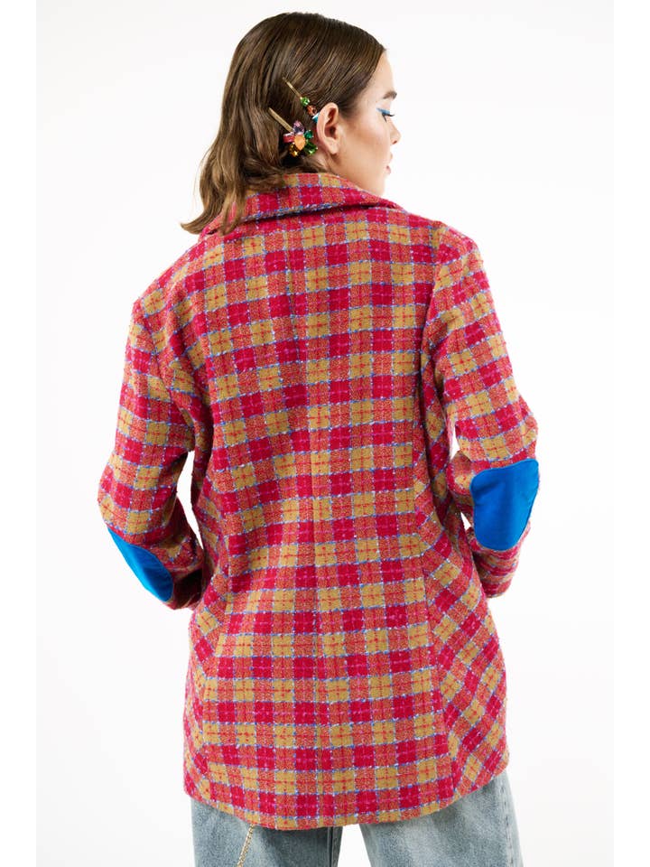 Fuchsia Camel Combo Coco Boucle Lined Blazer / Jacket for wholesale on Faire