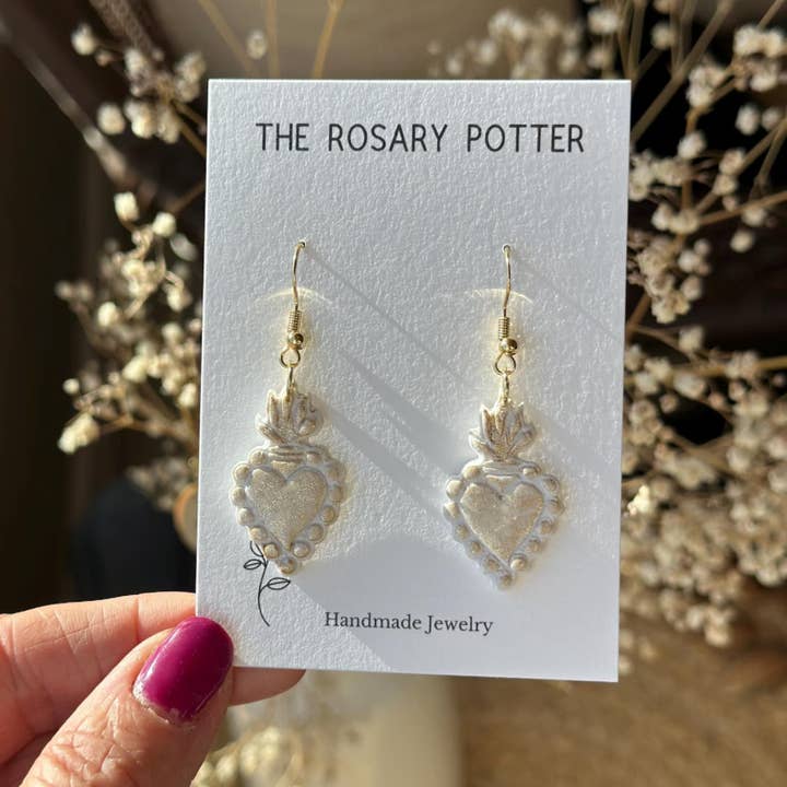 The Rosary Potter - Wholesale Dangle Earrings - Sacred Heart Handmade Polymer Clay Earrings 1