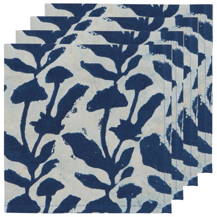 Flourish Block Print Napkins Set of 4 for wholesale by Danica Heirloom