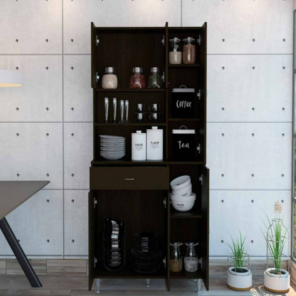 Treevol Furniture - Wholesale Cabinet - Piacenza Kitchen Pantry, Black Wengue Finish1
