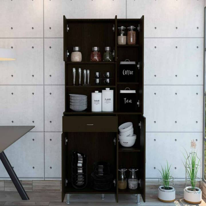 Treevol Furniture - Wholesale Cabinet - Piacenza Kitchen Pantry, Black Wengue Finish1