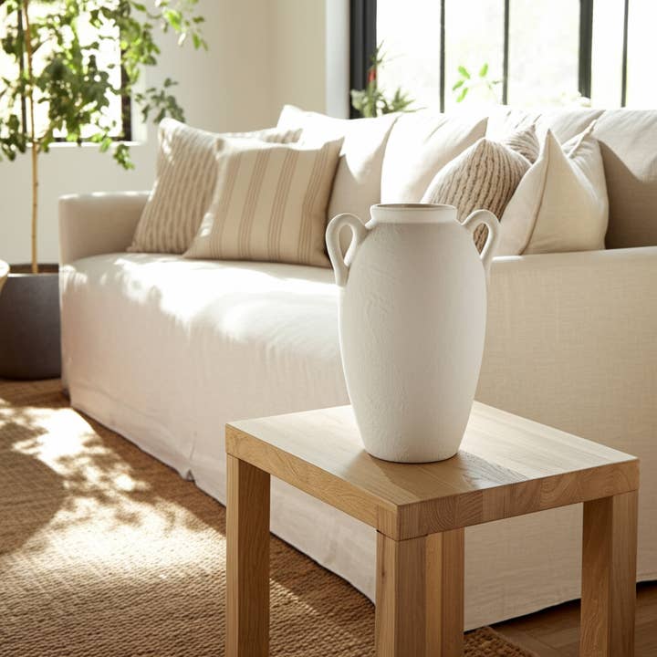 Sagebrook Home - Wholesale Vase - 13 in. White Stoneware Textured Jug with Handles Vase13