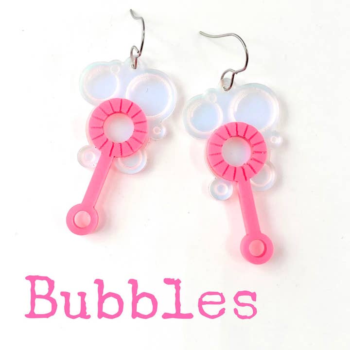 2" Blowin' Bubbles - Summer Acrylic Earrings for wholesale by Doohickies