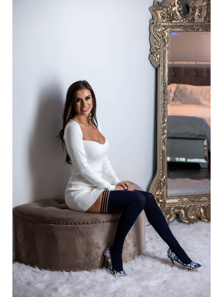 Kix'ies - Venta al por mayor Medias - Mujer - Calcetería: medias hasta el muslo, opacas, de color azul marino, de Selma6