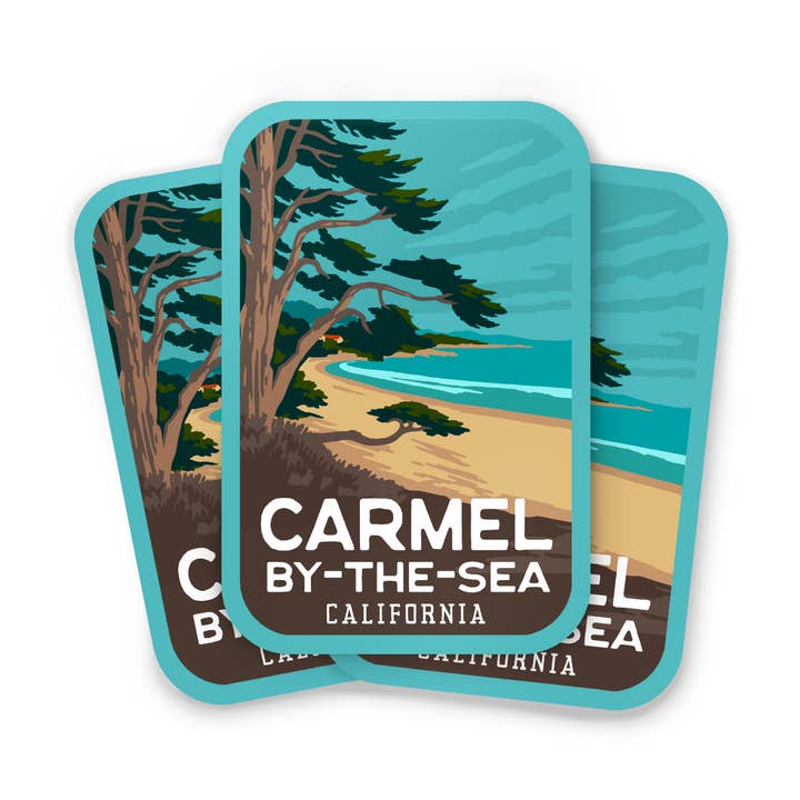 Carmel-by-the-Sea, California Weatherproof Sticker for wholesale by Recollection Project