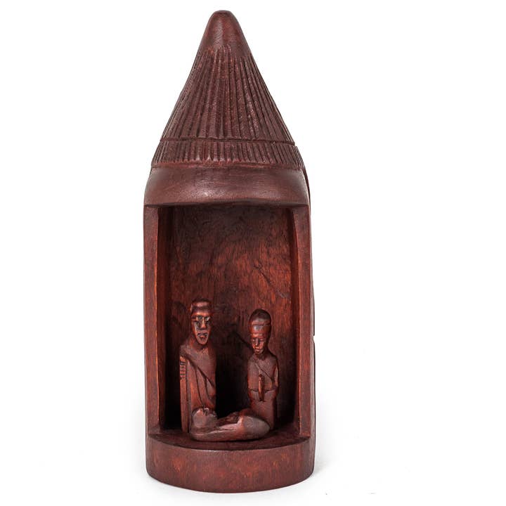 Hand Carved Nativity Hut for wholesale by Azizi Life