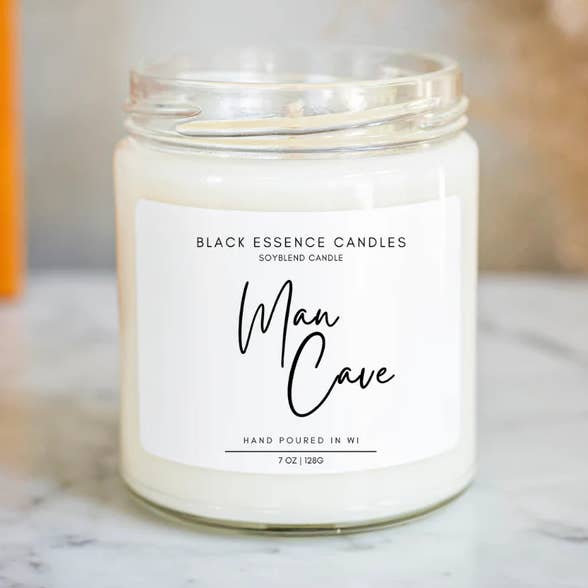 Man Cave Mahogany Teakwood Jar Candle for wholesale by Black Essence Candles