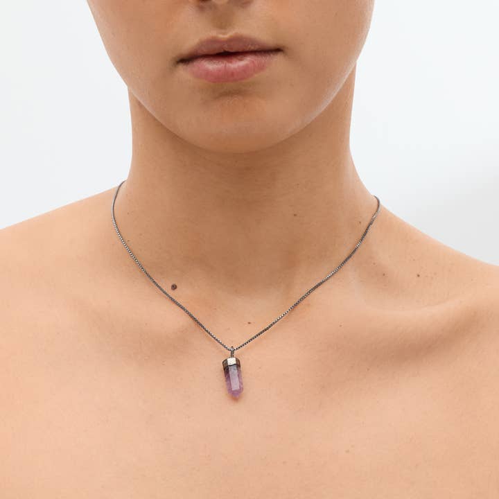 Mini Crystal Pendulum Necklace: Amethyst (From Brazil) for wholesale by GeoCentral