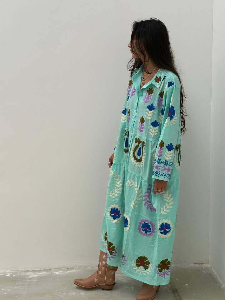 ToutVintage - Wholesale Dress - Women's - Borduurjurk lichtgroen6