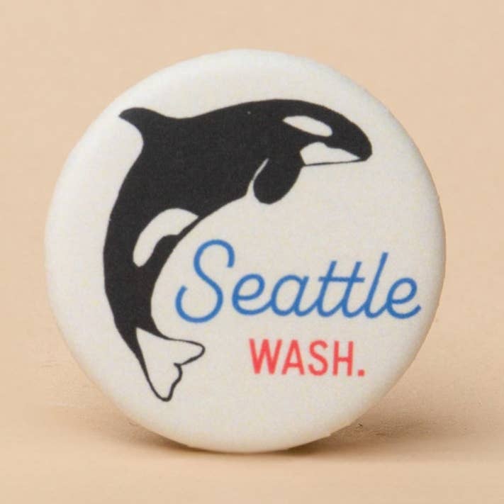 Seattle Orca Button for wholesale by Tender Loving Empire