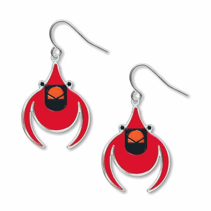 Charley Harper's Cardinal Earrings for wholesale by David Howell and Company