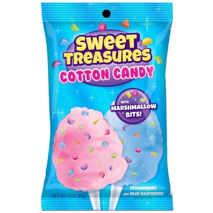 Grandpa Joe's Candy Shop - Wholesale Cotton Candy - Sweet Treasures w/Marshmallows Cotton Candy, 3oz Bags, 12ct