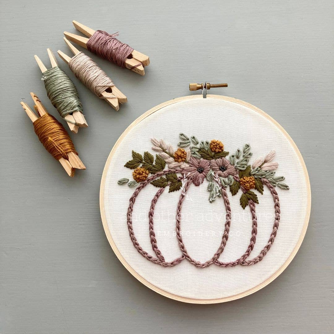 And Other Adventures Embroidery Co - Wholesale Embroidery/Cross Stitch Supplies - Beginner Hand Embroidery Kit - Smokey Purple Pumpkin1
