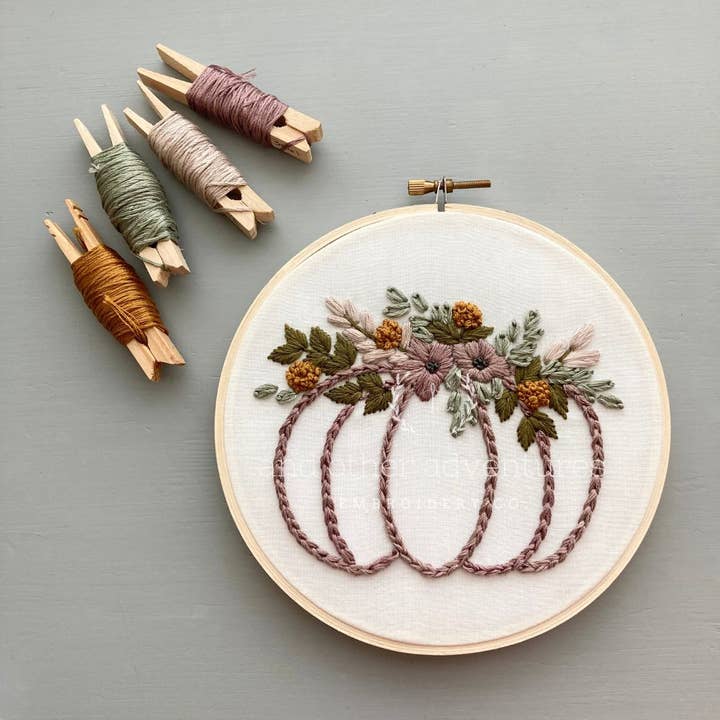 And Other Adventures Embroidery Co - Wholesale Embroidery/Cross Stitch Supplies - Beginner Hand Embroidery Kit - Smokey Purple Pumpkin1