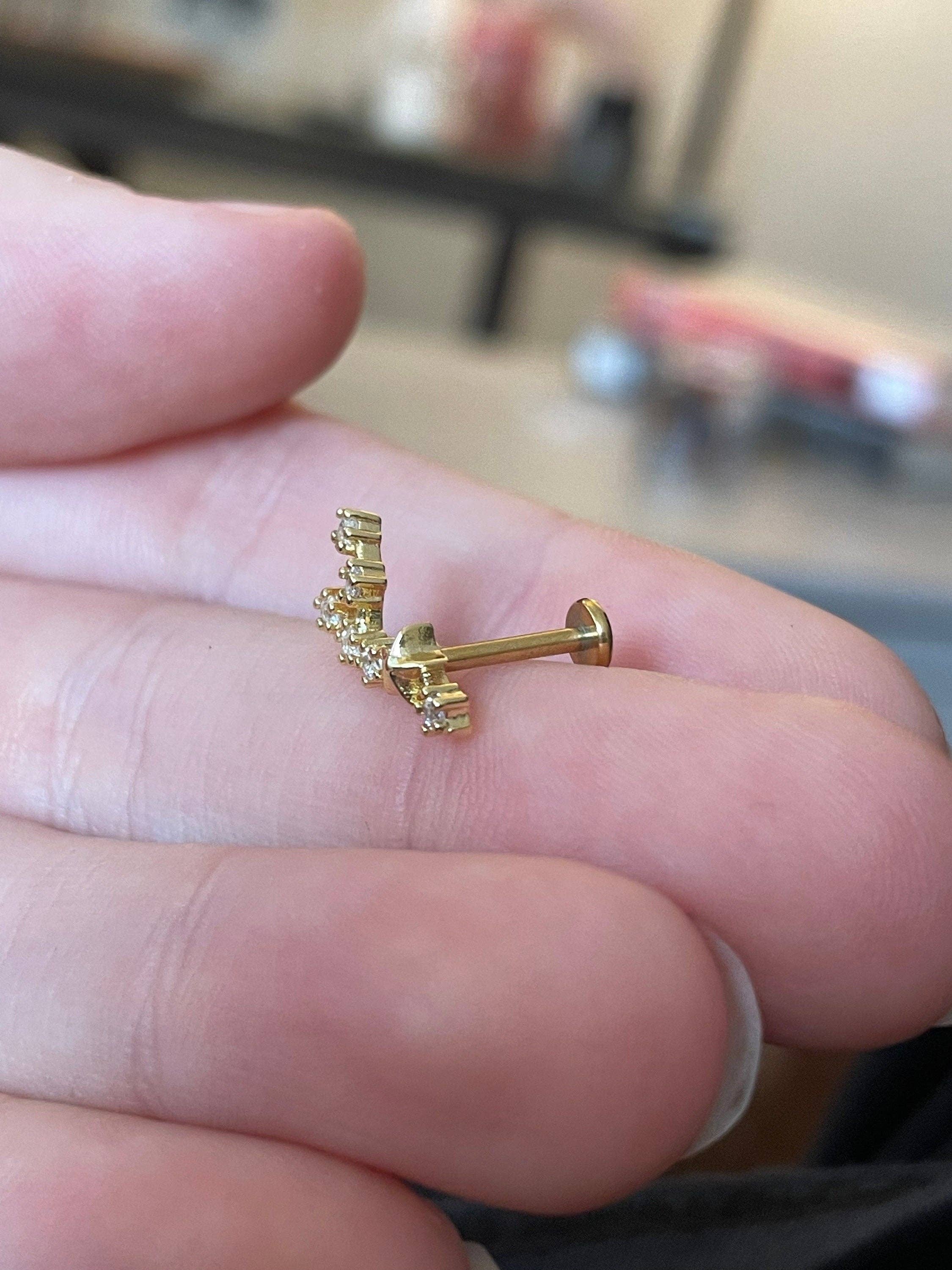 Elara Body Jewelry - Wholesale Stud/Post Earrings - Zodiac Constellation Flat Back Stud (16G or 18G | 8mm Bar | 14k Gold Plated)5