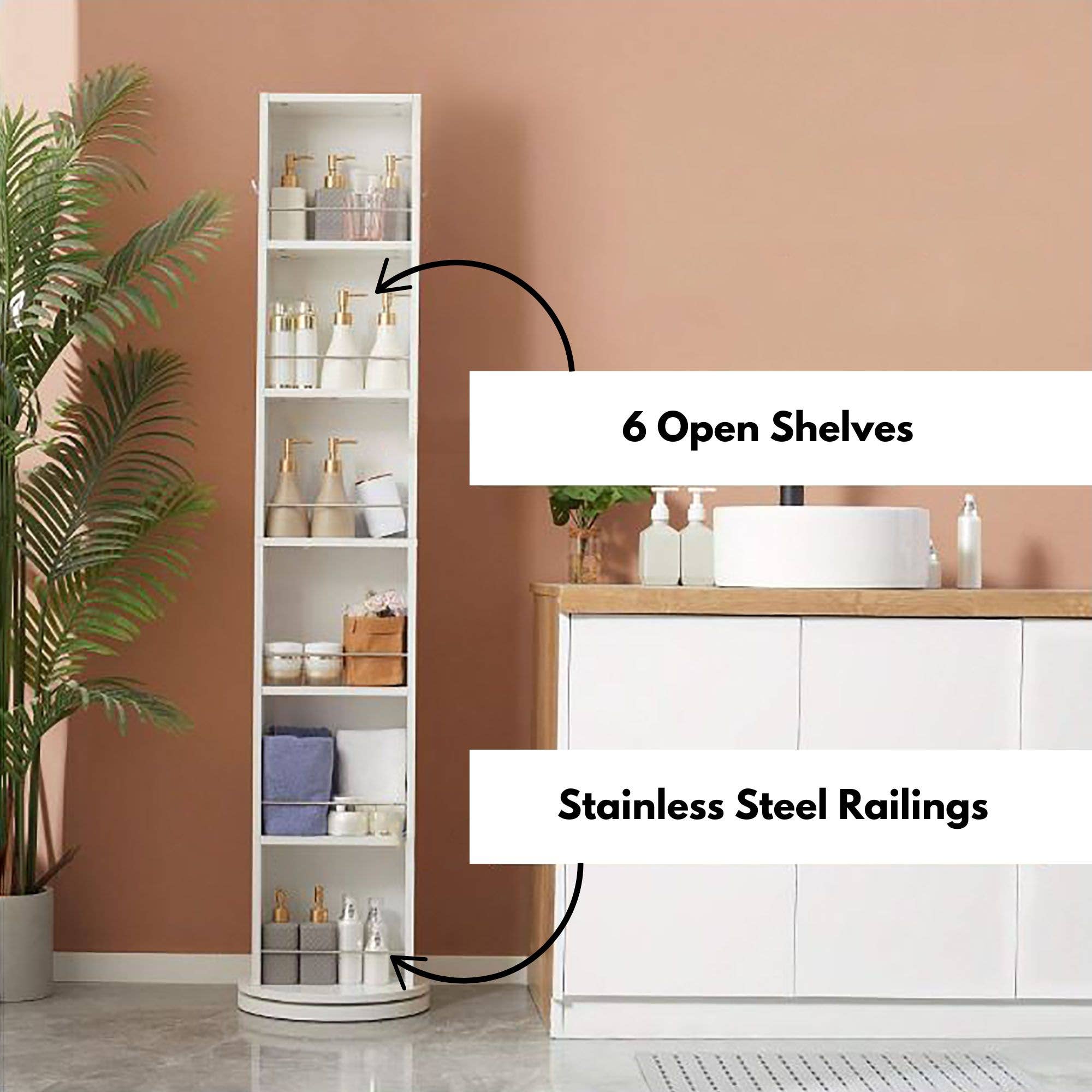 Rotating Mirror Cabinet with Shelves – White for wholesale on Faire3