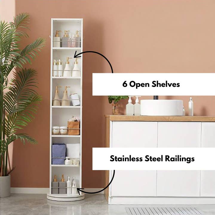 Rotating Mirror Cabinet with Shelves – White for wholesale on Faire3