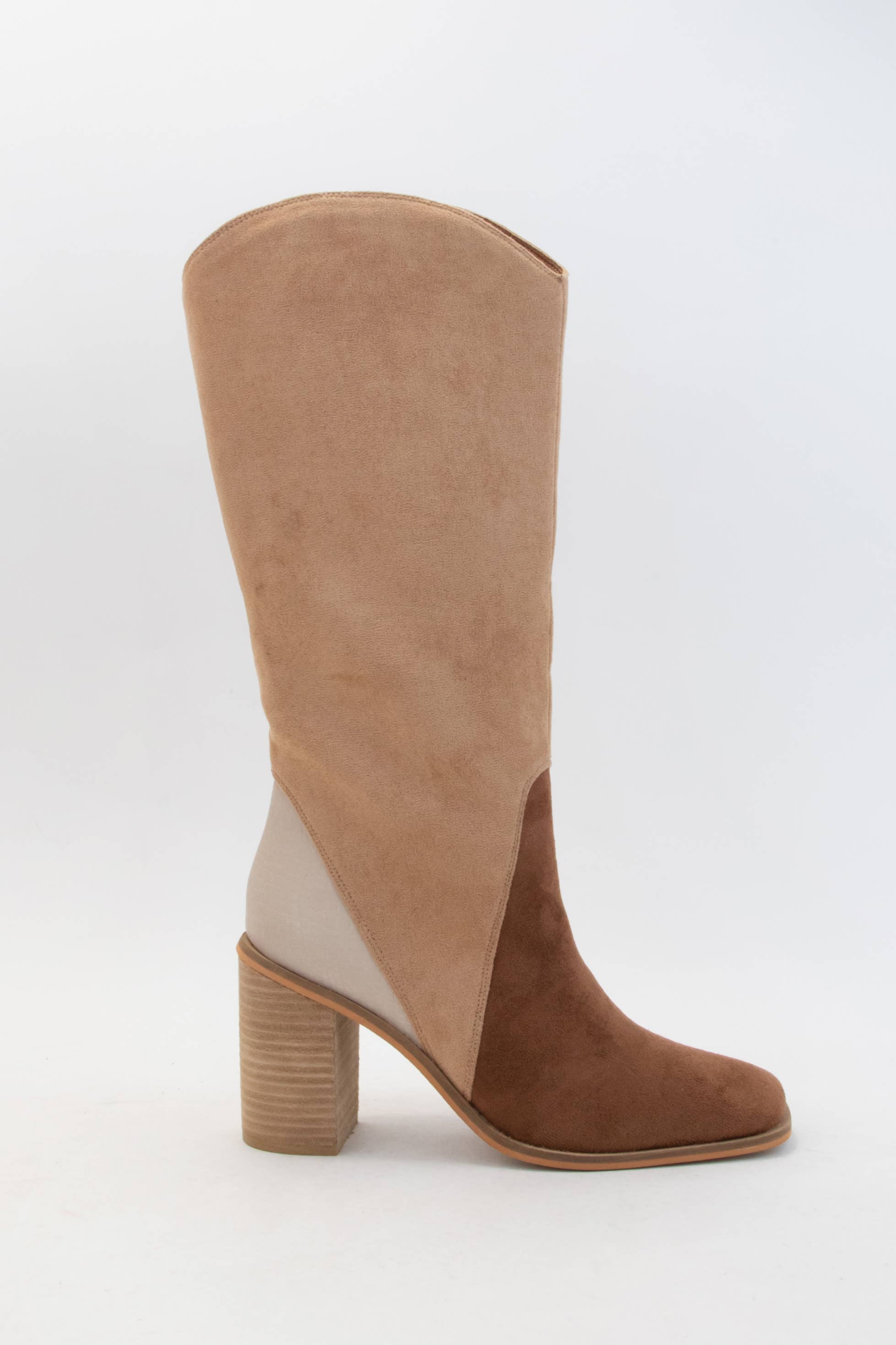 CCOCCI – wholesale Boots – Women’s – THREE-TONE SQUARE-TOE CURVED COLLAR BOOTS1