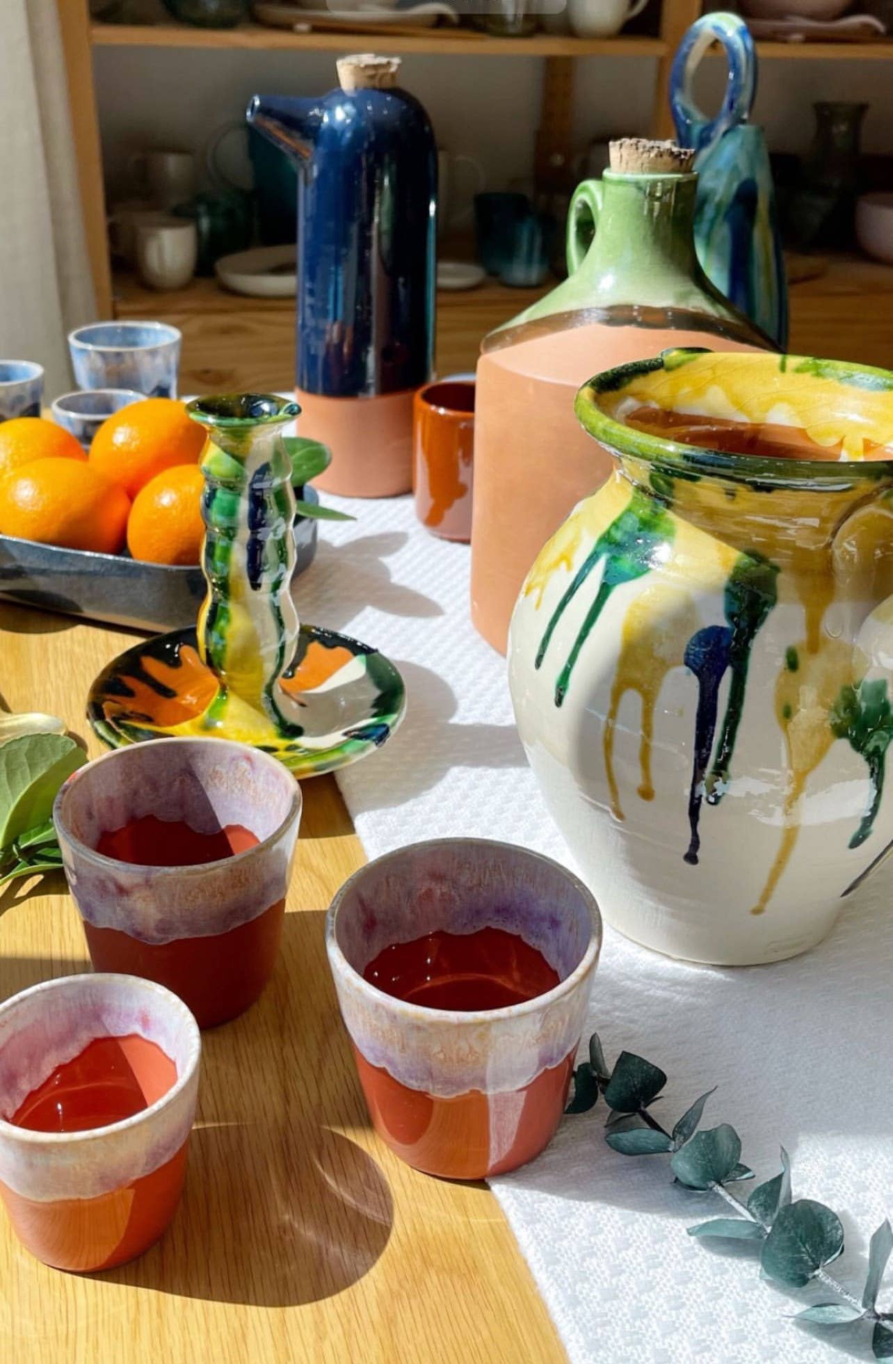 Cerámica Roca Caus – Großhandel Trinkflaschen – Moderner blauer Wasserkrug12