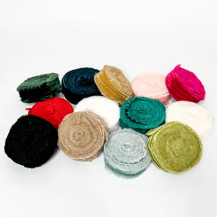 Trim & Twine - Wholesale Ribbon - Gift Wrapping - 1.25" Velvet Ribbon - Raw Edge