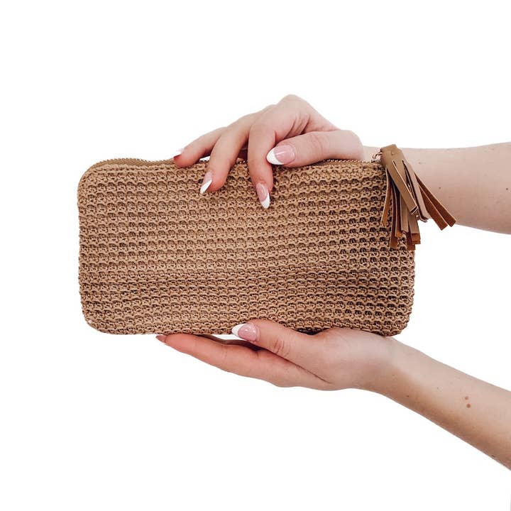Pretty Simple - Wholesale Clutch Bag - Women's - Rome Raffia Clutch Card Wallet Wristlet