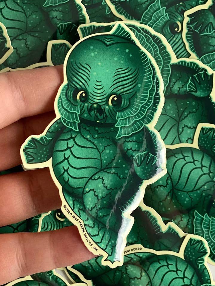 Ricky the Monster Kewpie Glow-in-the-Dark Sticker for wholesale by Stacey Martin Tattoos