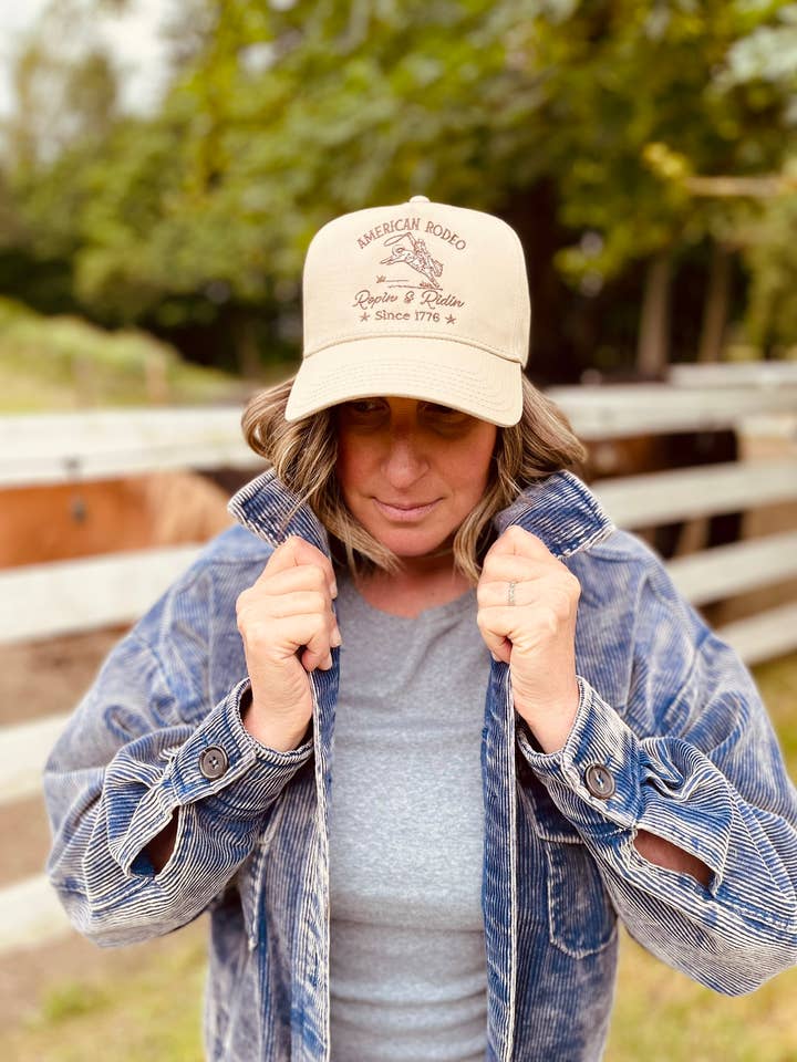 American Rodeo - Ropin' & Ridin' Since 1776 Embroidered Hat for wholesale by Driftwood Leather Co