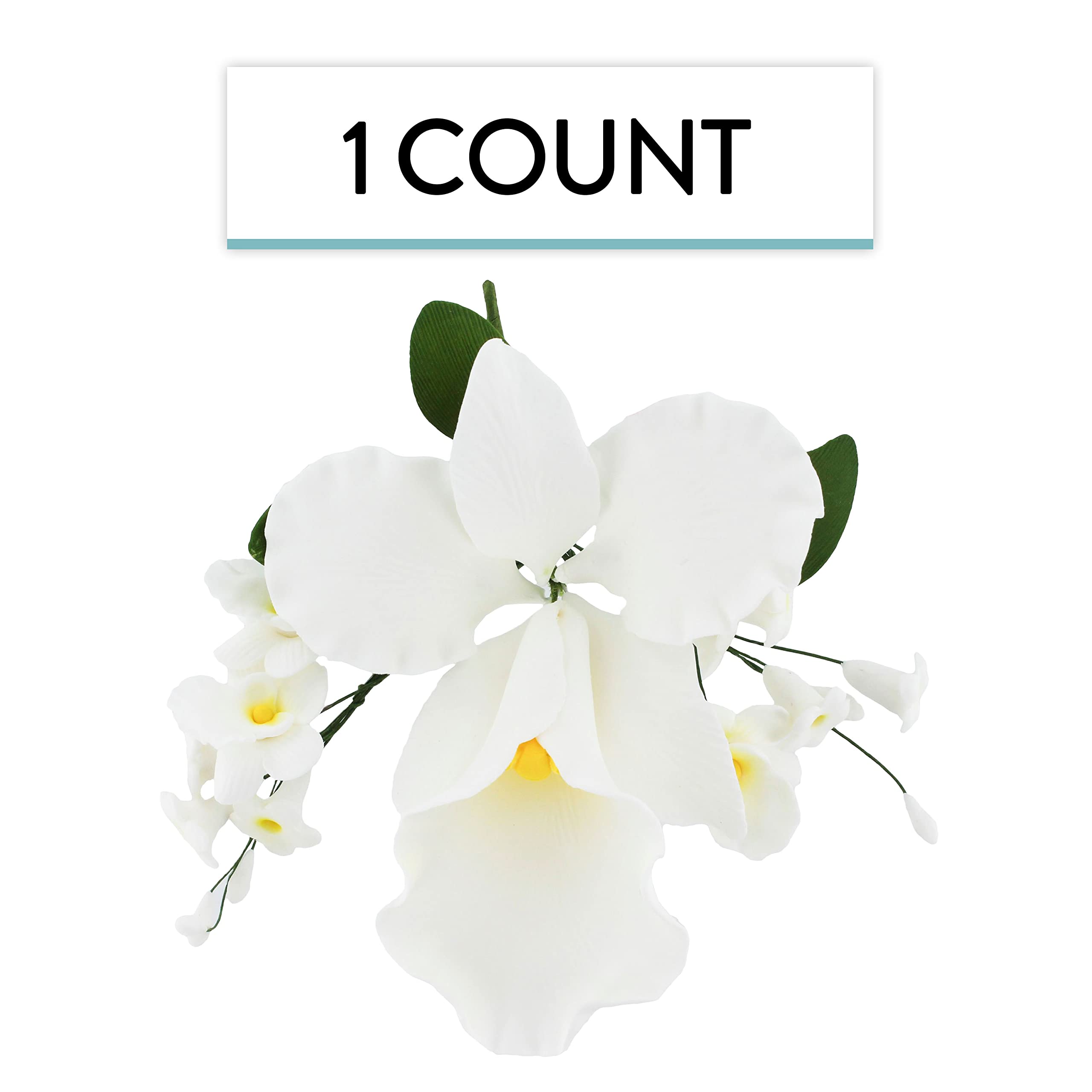 Global Sugar Art – wholesale Artificial flowers – Orchid Sugar Cake Flower Sprays, White Cattleya Arched Orchid Spray, by Global Sugar Art4