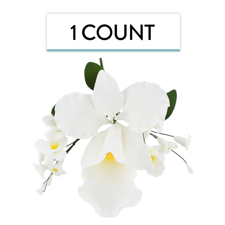 Global Sugar Art – wholesale Artificial flowers – Orchid Sugar Cake Flower Sprays, White Cattleya Arched Orchid Spray, by Global Sugar Art4