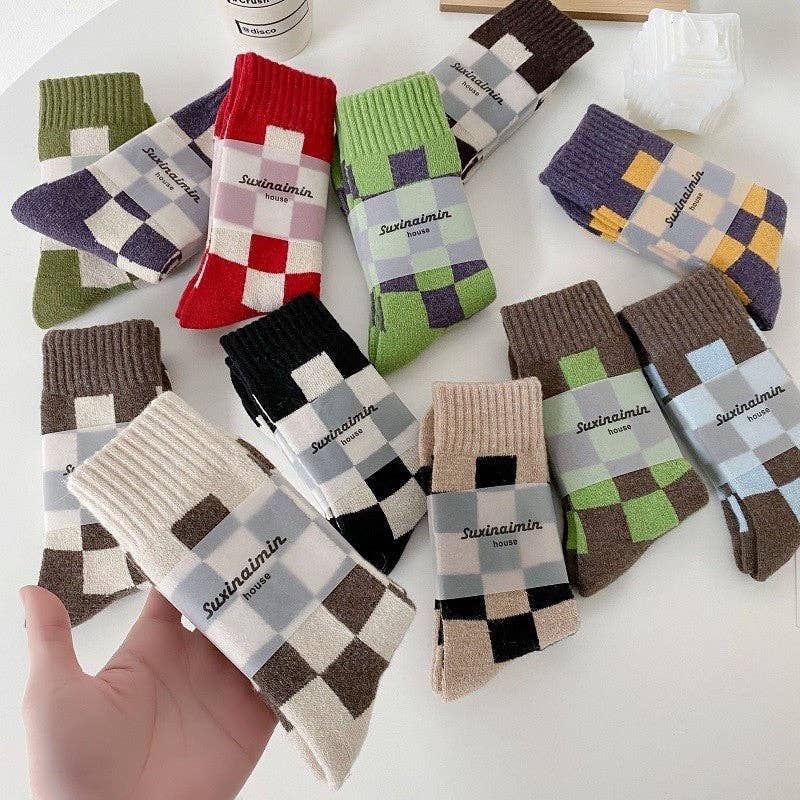 OceanusSwim - Vente Chaussettes – femme - Chaussettes Checkerboard Mid Calf pour femmes14