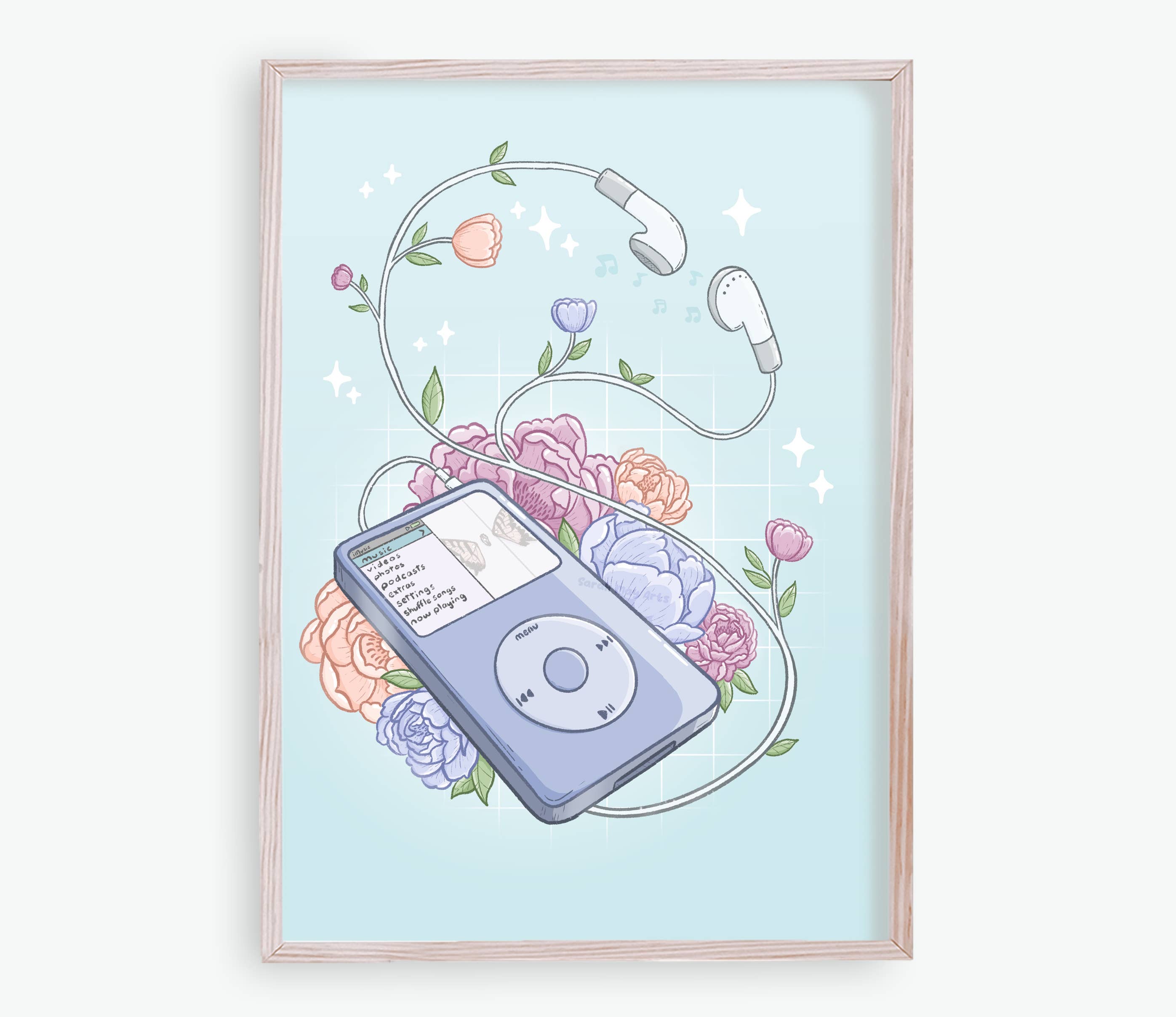 Sarah May Arts - Wholesale Art Print - iPod Classic Print | Retro Nostalgic Floral Art3