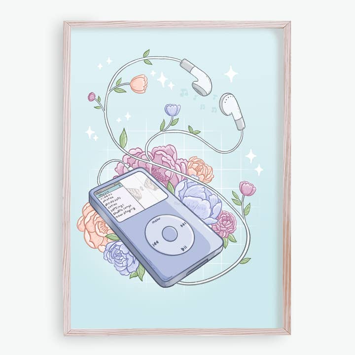 Sarah May Arts - Wholesale Art Print - iPod Classic Print | Retro Nostalgic Floral Art3