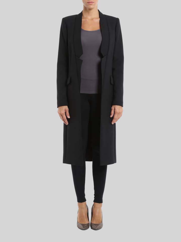 Langer schlichter Mantel mit Klappe – Ref 661052 für den Großhandel von BanBat