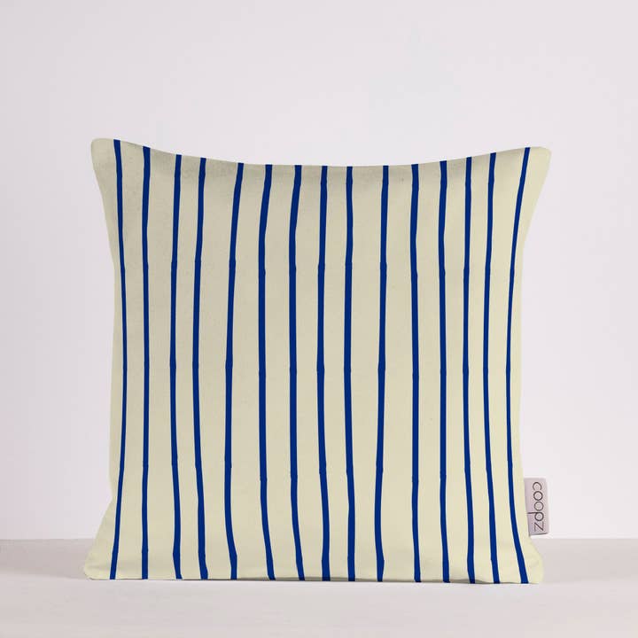 Pillowcase narrow stripe cream/cobalt for wholesale by coopz