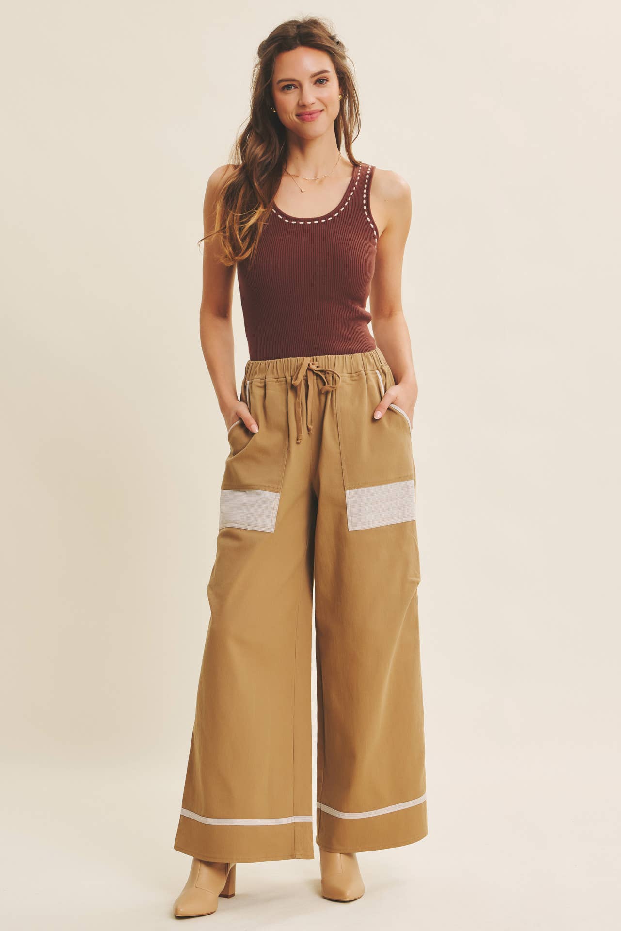 in february - Wholesale Knit Sweater - Women's - EVERYDAY SOFT CONTRAST STITCH LUXE SWEATER TANK44