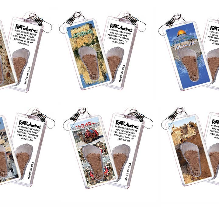 Jerusalem FootWhere® Souvenir Zipper-Pull. 72 pieces/ 6 assorted styles. for wholesale by FootWhere- USA Group, Inc.