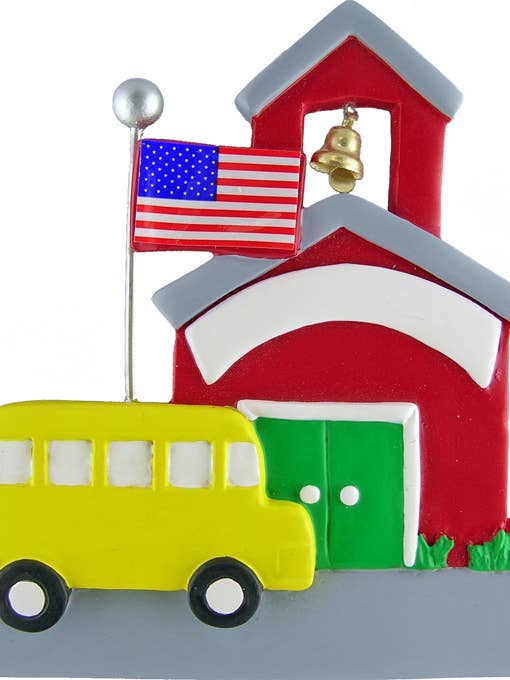 School w/ School Bus for wholesale by Ornament Central