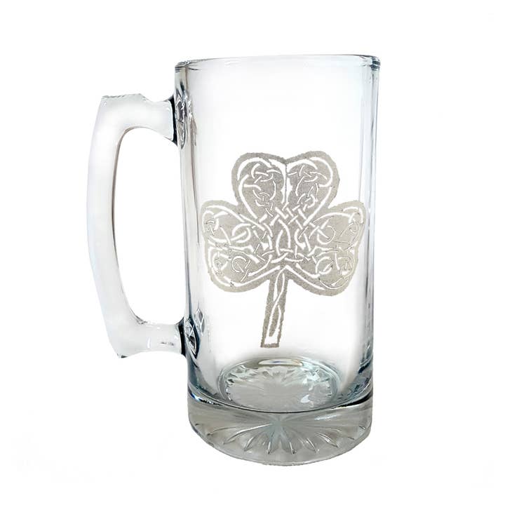 Lyoncraft - Wholesale Beer Glass/Mug - Celtic Shamrock Engraved 26oz Beer Stein, Irish Beer Mug1