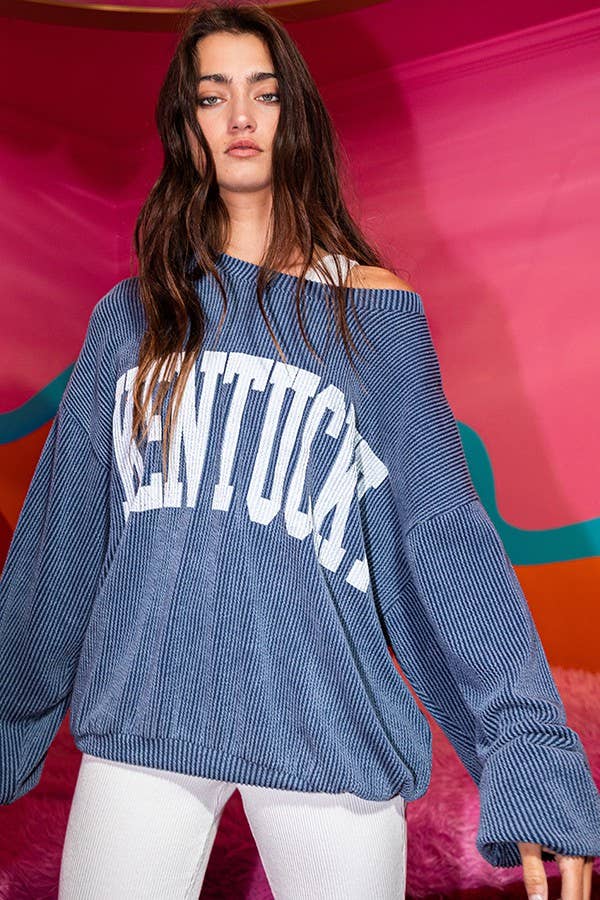 KELLY GREEN T1770M 'KENTUCKY' Comfy Oversize Graphic Sweatshirt, Gameday for wholesale on Faire10
