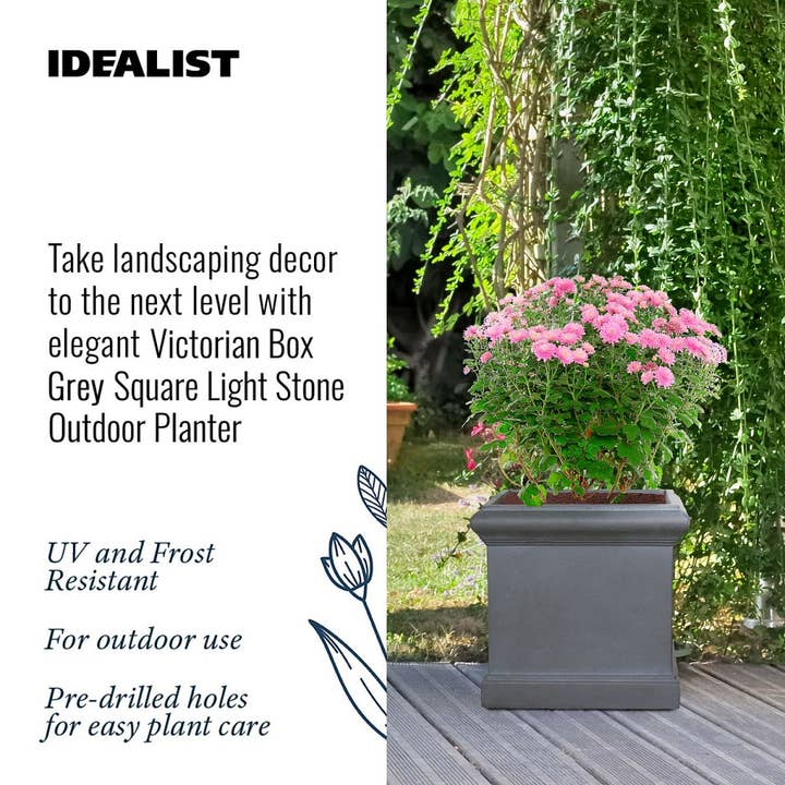 Idealist Lite Fibrestone Planters – Engroshandel Plantekasse – Idealist victoriansk firkantet udendørs plantekasse i let fiberklinker sten8