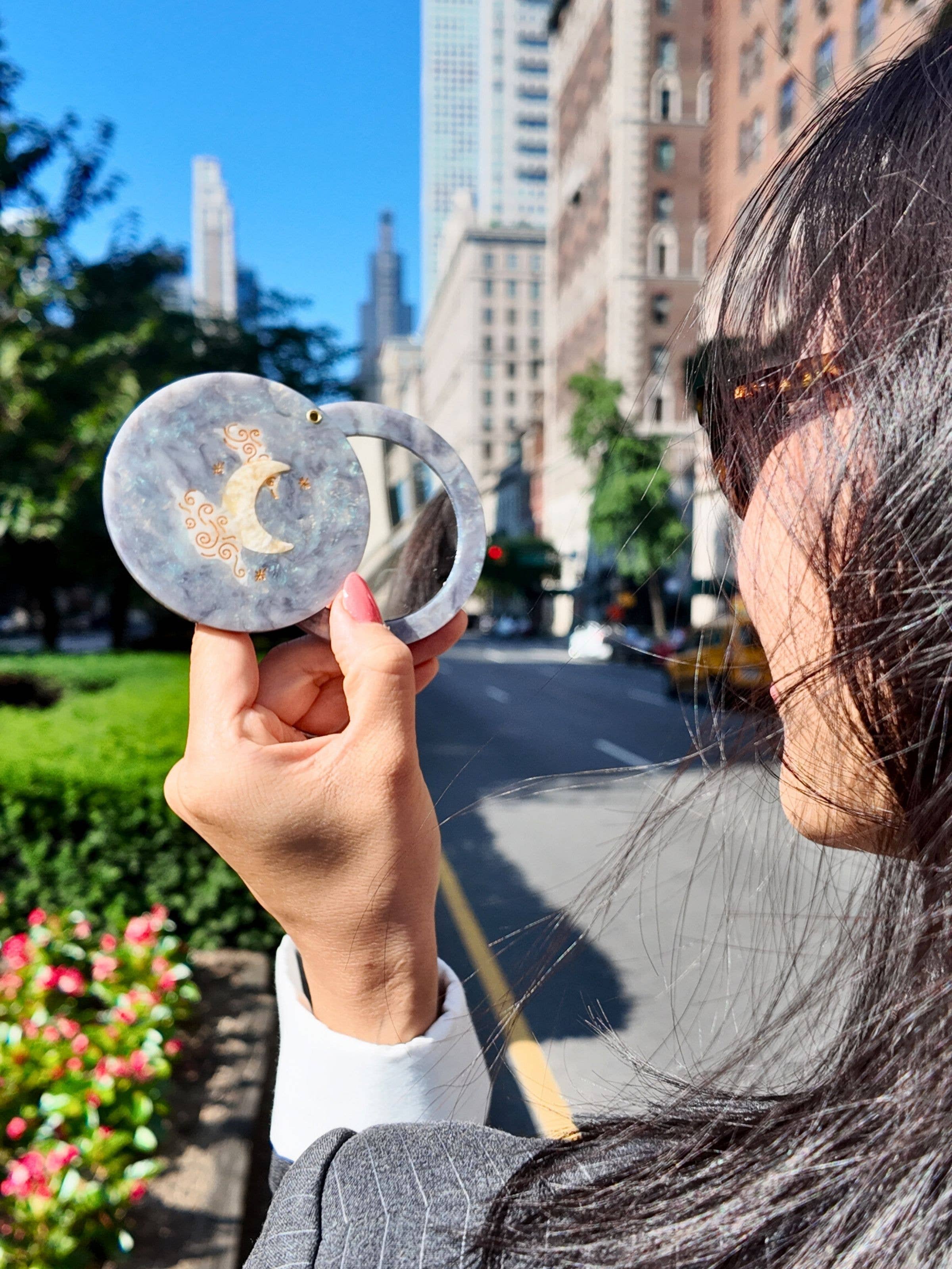 Solar Eclipse - Vente Miroirs de poche - Miroir de poche céleste peint à la main1