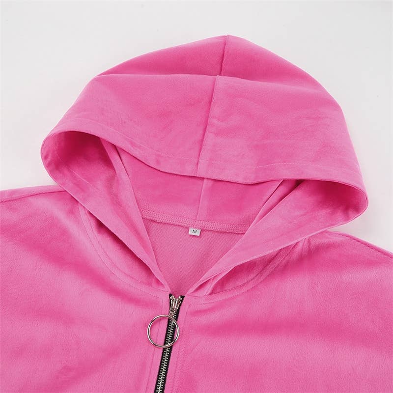 FurDecoration - Wholesale Tracksuit - Women's - Velvet Hooded Zip-Up Long Sleeve Track Suit6